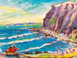 THE POINT   Dana Point Ca.   watercolor   15″ x 18″  1-13-18