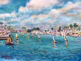 SAIL BOATS    DANA POINT HARBOR CA.  WATERCOLOR  11″ X 14″  8-5-2020  SOLD!  PRINTS ARE AVAILABLE