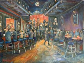 STARR AND TIM’S BIRTHDAY BASH HARVELLE’S SANTA MONICA OIL 30″ X 40″ 4-25-20206